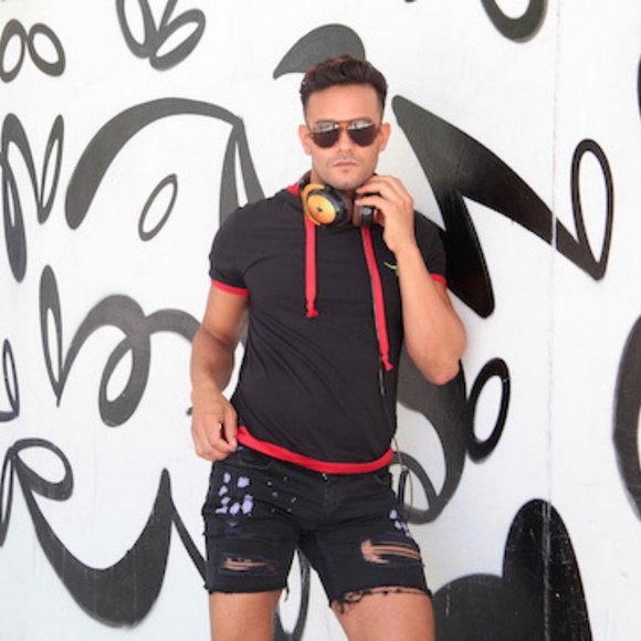 Short Sleeve Red Black Hoodie Men Women Unisex. - Picture 5 of 8